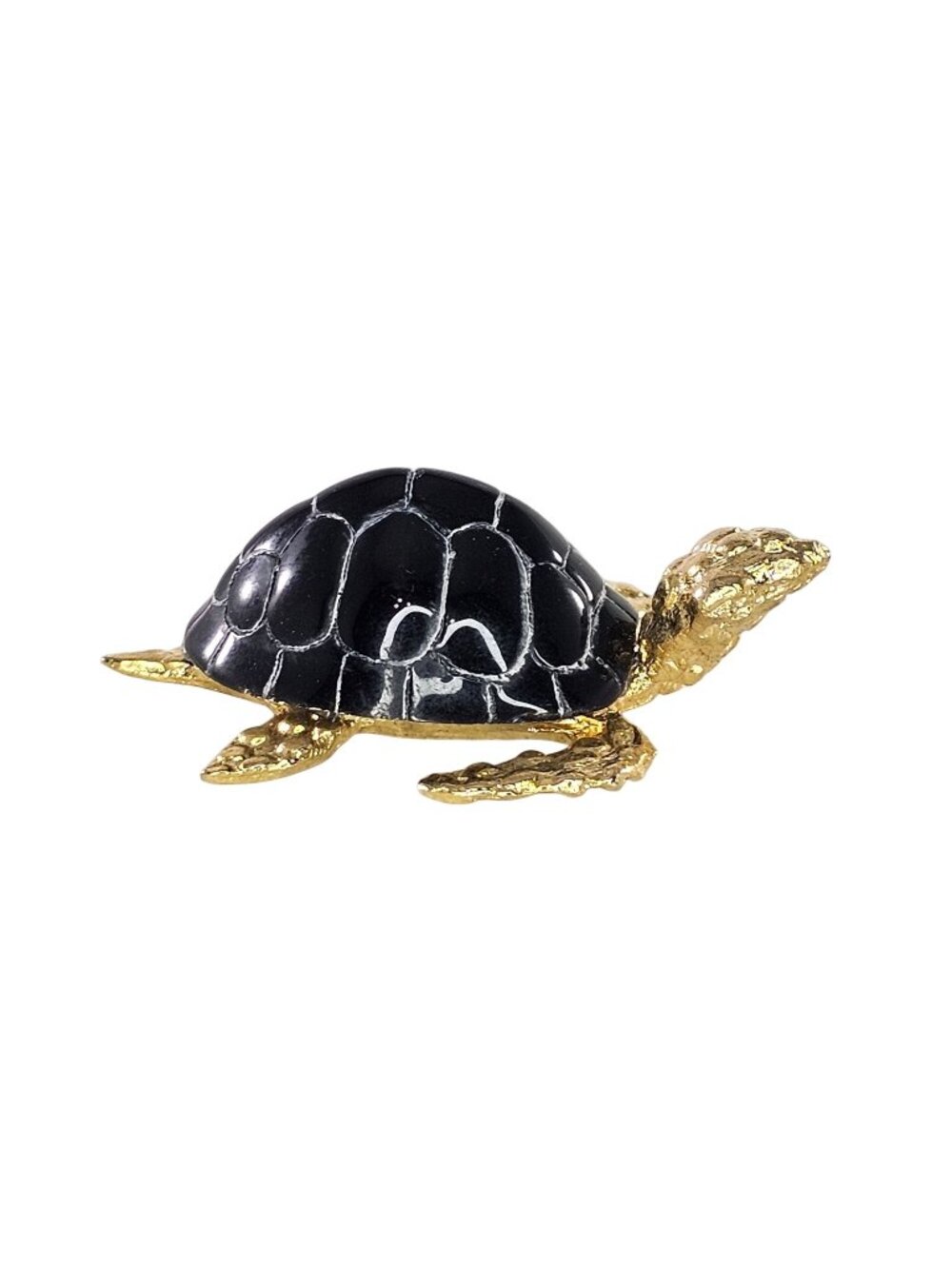 Klima Carved Stone Gold-Tone Metal Sea Turtle Miniature Figurine Ocea Critter